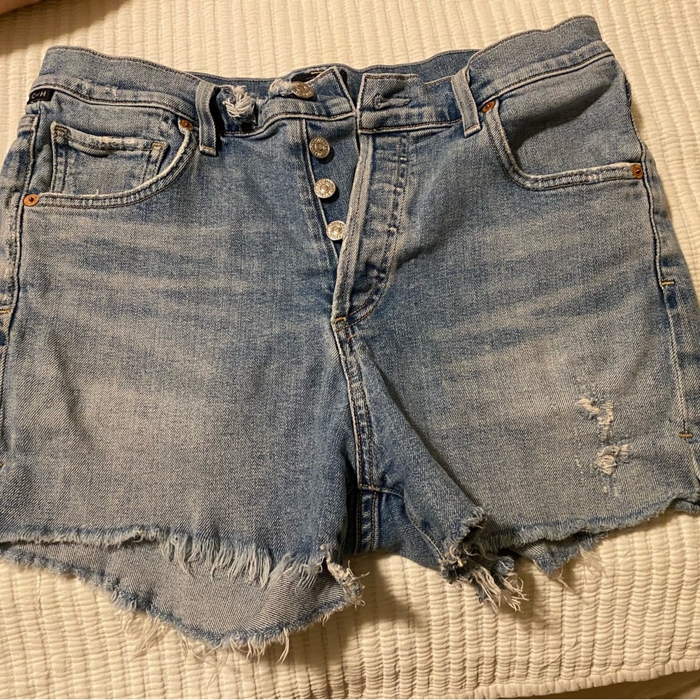 Citizens Of Humanity Light Blue Distressed Denim Jean Shorts